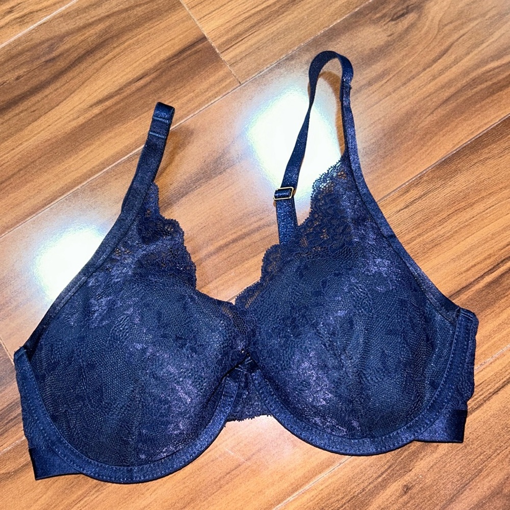 32D Soma lightest lift lace plunge bra navy